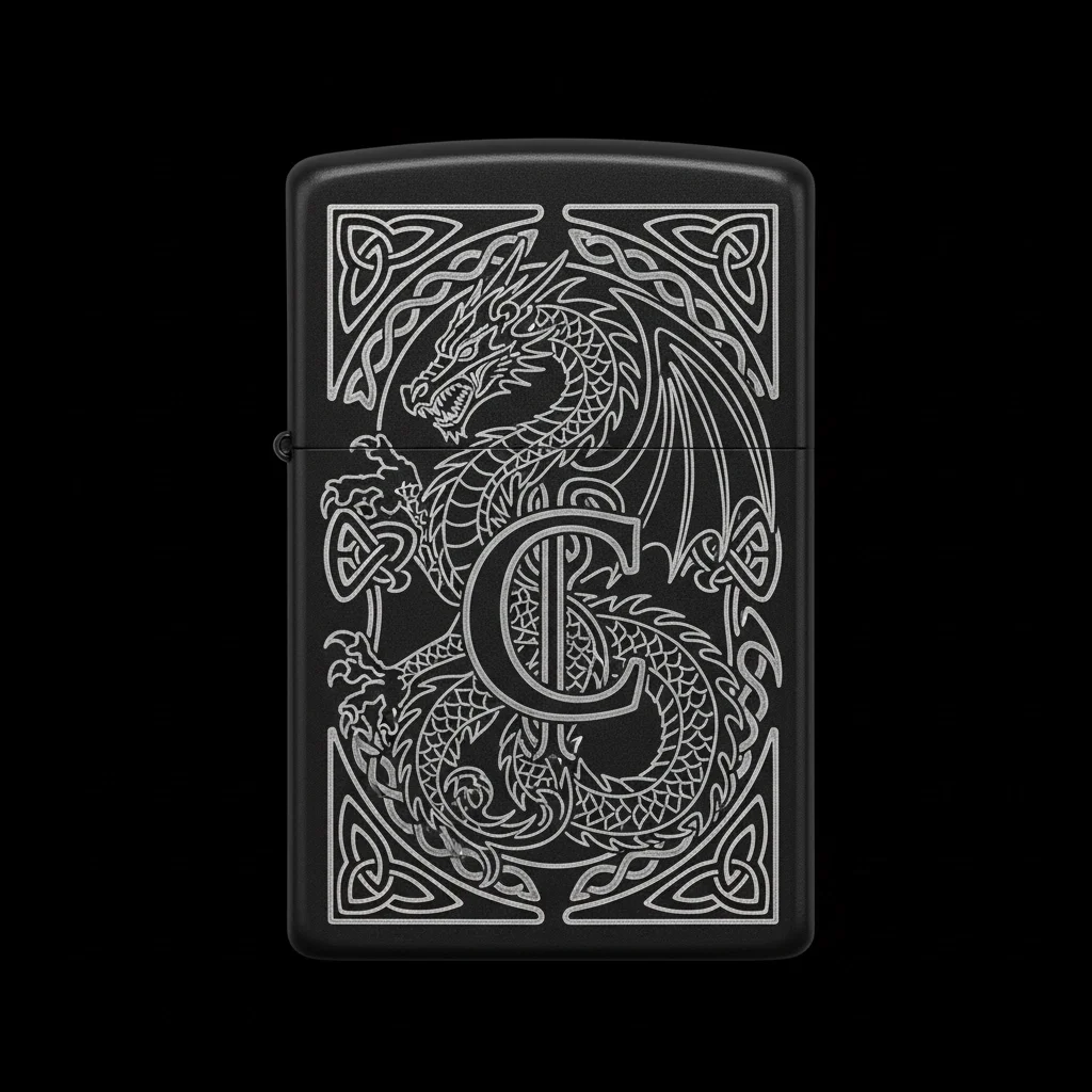 Zippo Ejderha Figürlü C Harfli Tasarım - V29