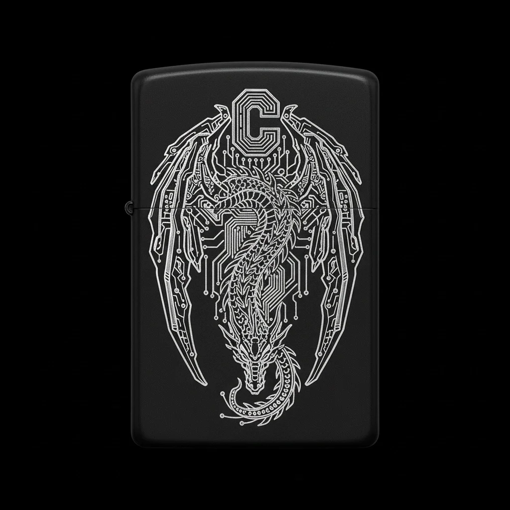 Zippo Ejderha Figürlü C Harfli Tasarım - V31