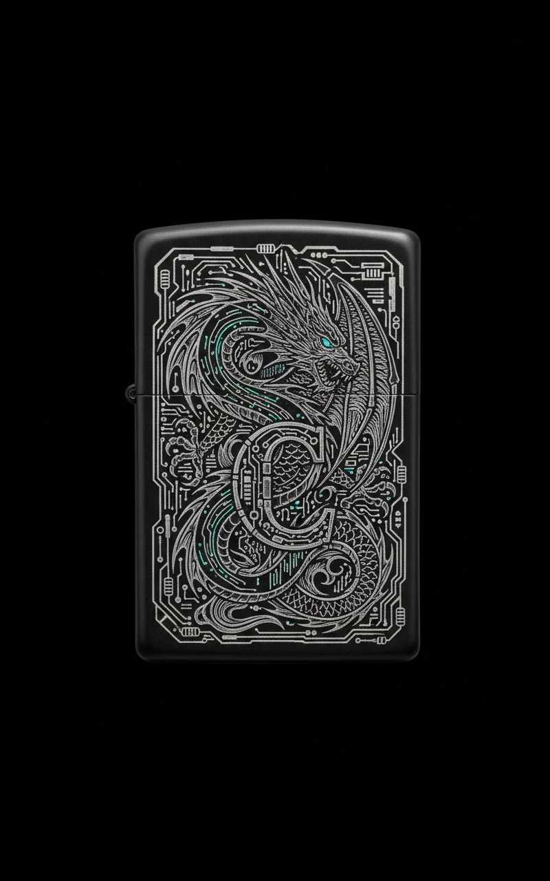 Zippo Ejderha Figürlü C Harfli Tasarım - V36