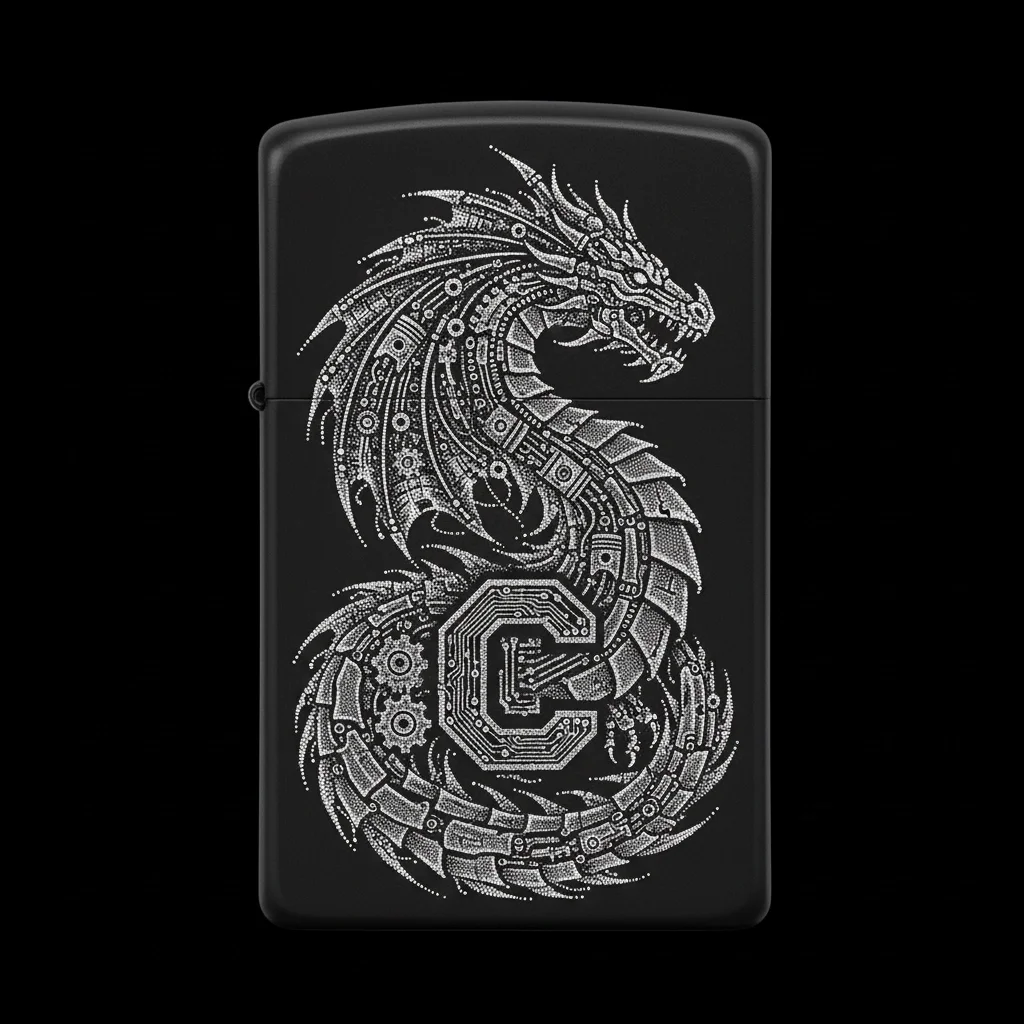 Zippo Ejderha Figürlü C Harfli Tasarım - V37