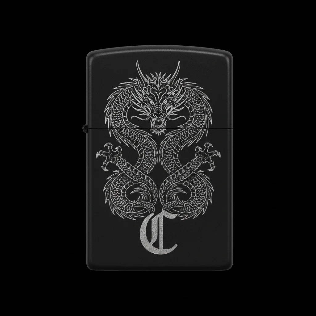 Zippo Ejderha Figürlü C Harfli Tasarım - V38