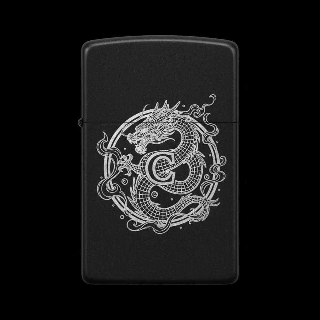 Zippo Ejderha Figürlü C Harfli Tasarım - V39
