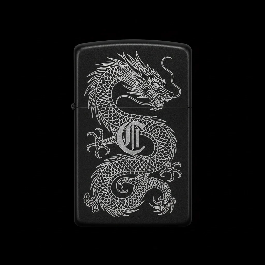 Zippo Ejderha Figürlü C Harfli Tasarım - V4