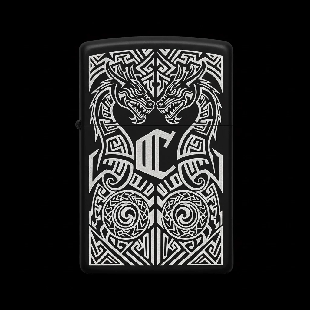 Zippo Ejderha Figürlü C Harfli Tasarım - V41