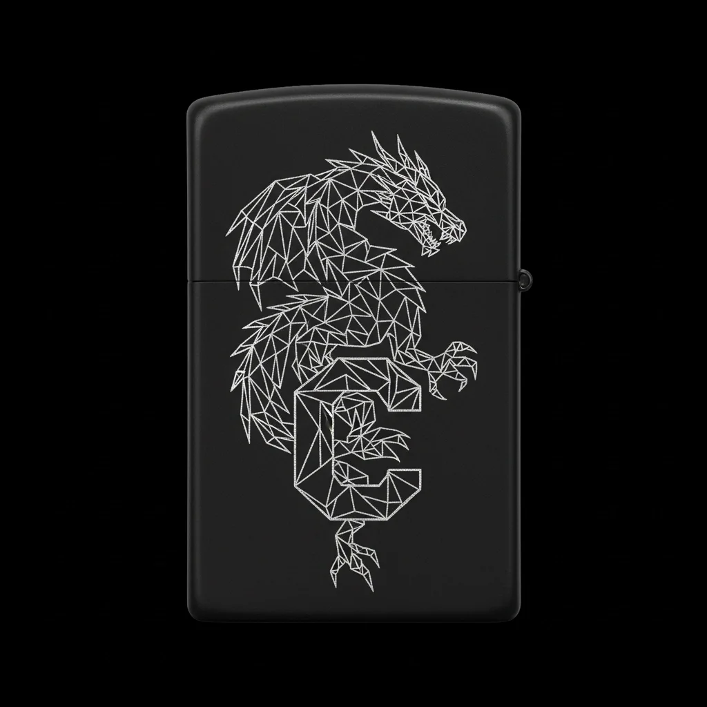 Zippo Ejderha Figürlü C Harfli Tasarım - V42
