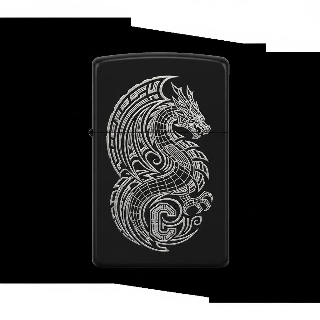 Zippo Ejderha Figürlü C Harfli Tasarım - V43