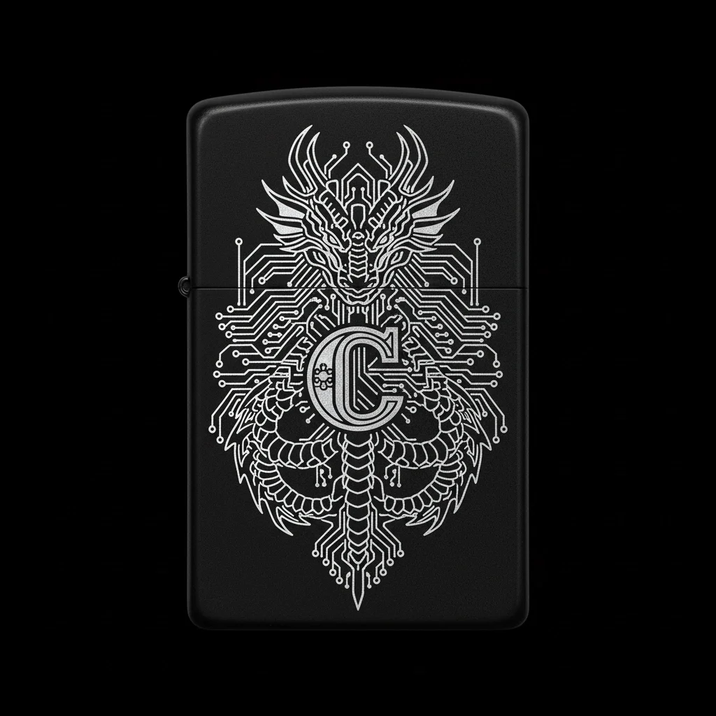Zippo Ejderha Figürlü C Harfli Tasarım - V44