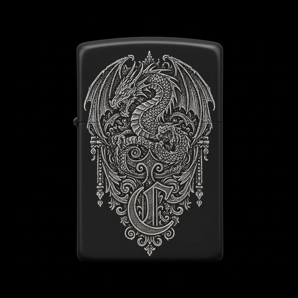 Zippo Ejderha Figürlü C Harfli Tasarım - V46