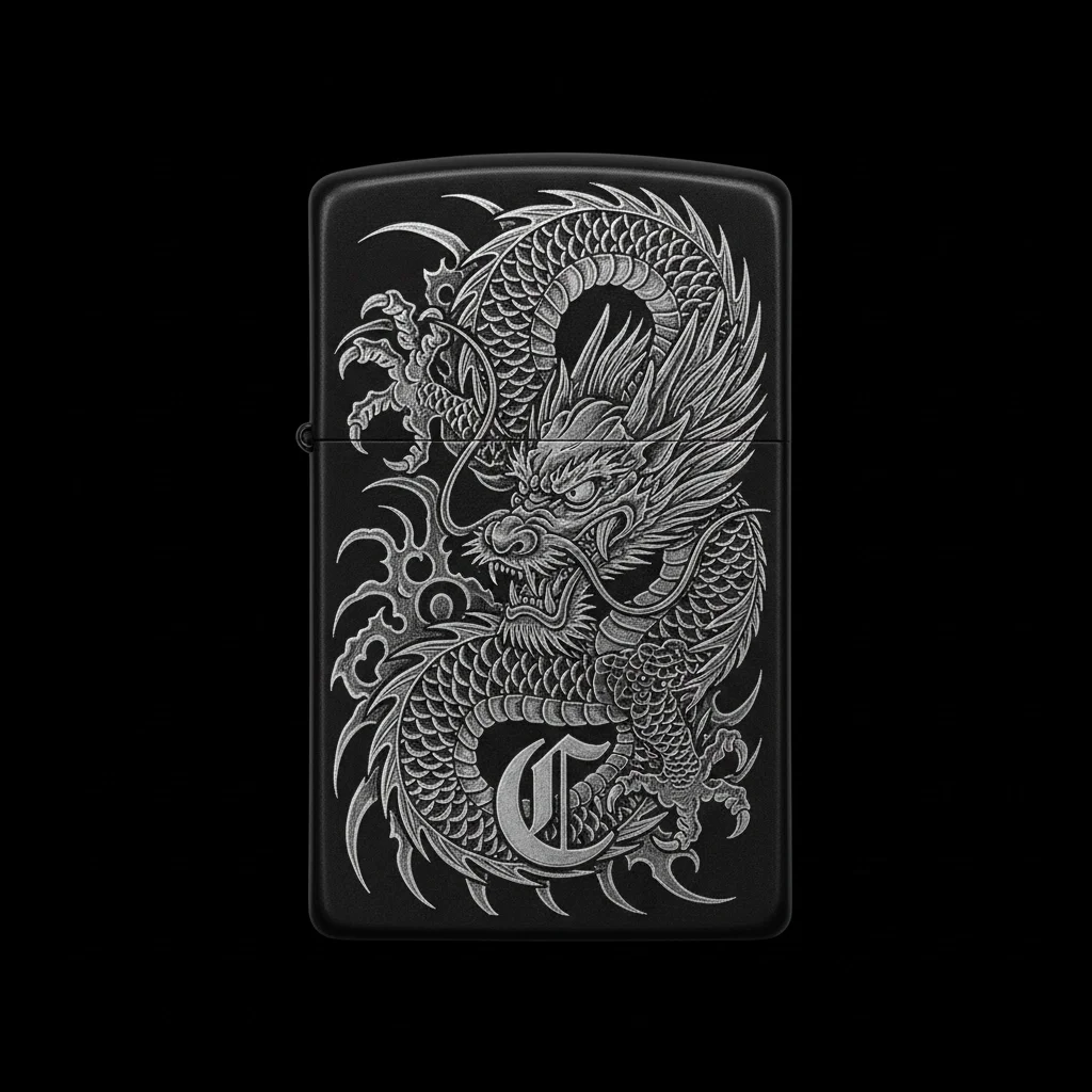 Zippo Ejderha Figürlü C Harfli Tasarım - V47