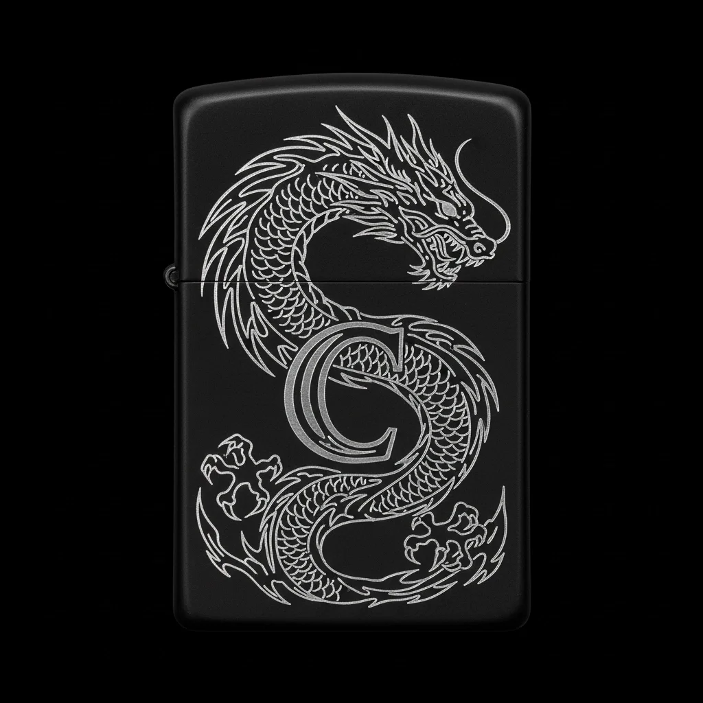 Zippo Ejderha Figürlü C Harfli Tasarım - V54