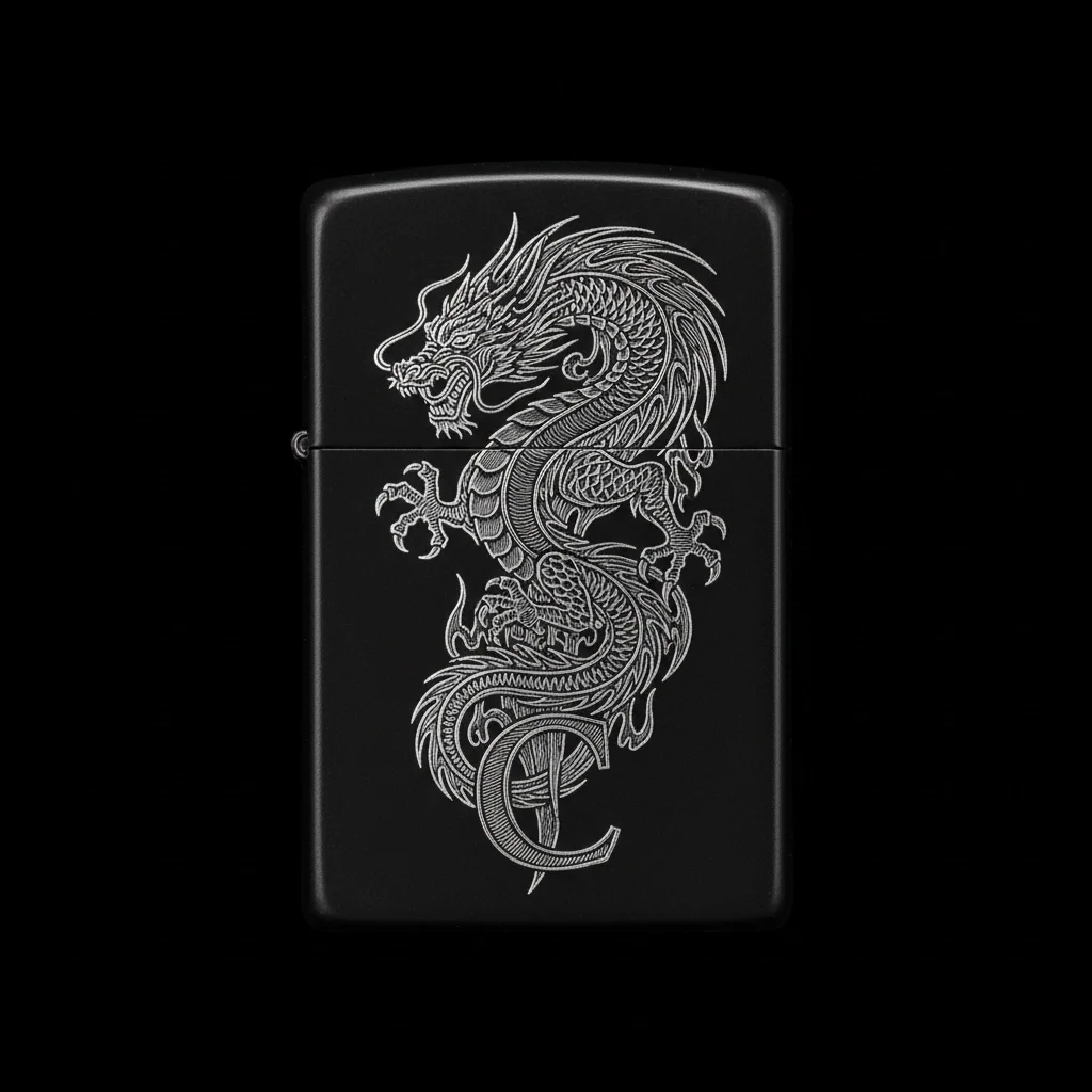 Zippo Ejderha Figürlü C Harfli Tasarım - V56