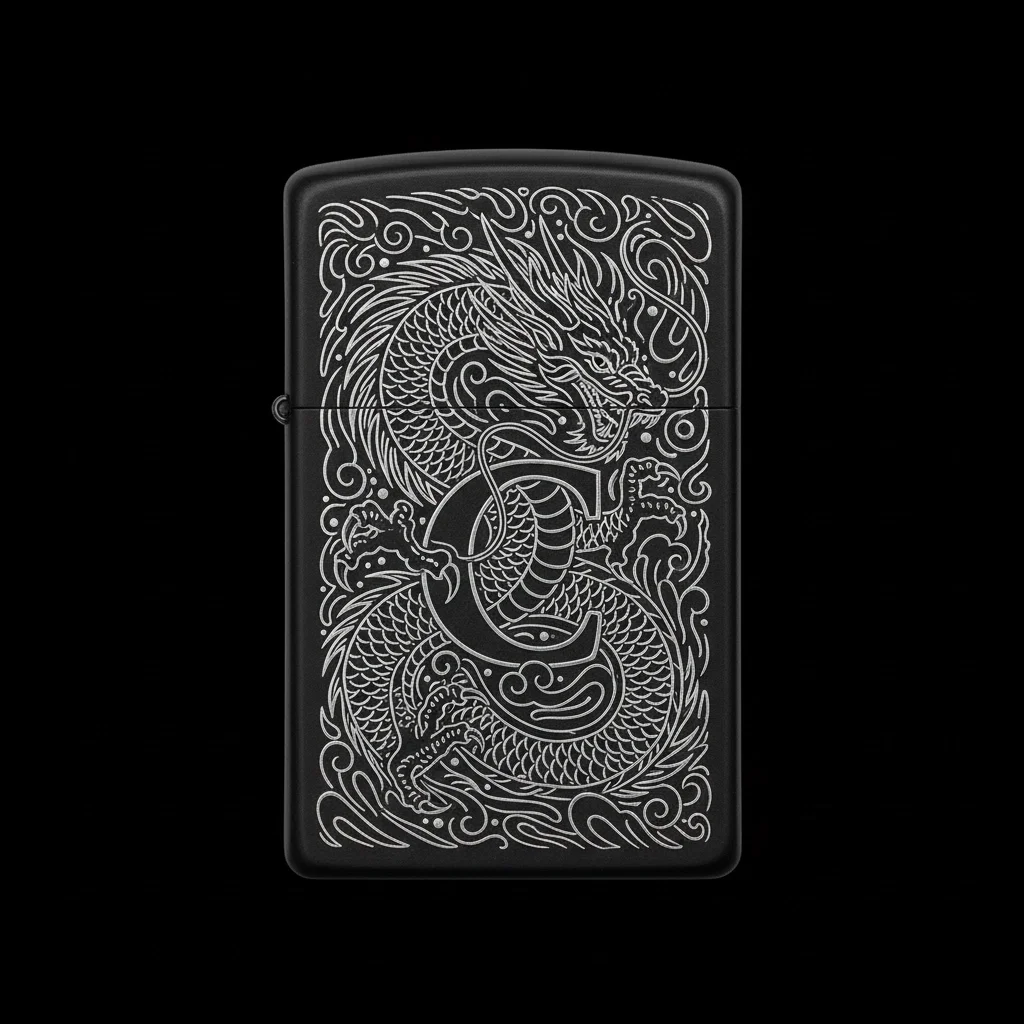 Zippo Ejderha Figürlü C Harfli Tasarım - V58