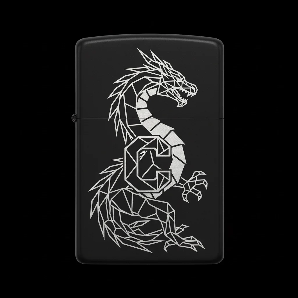 Zippo Ejderha Figürlü C Harfli Tasarım - V6