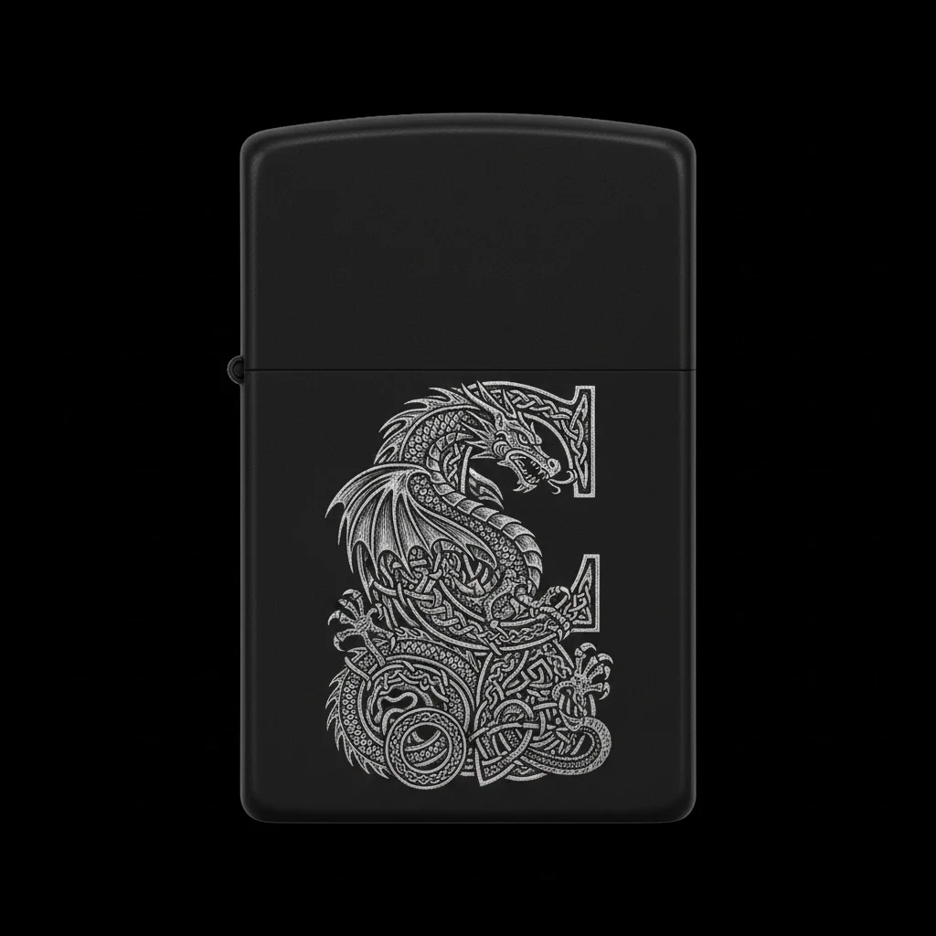 Zippo Ejderha Figürlü C Harfli Tasarım - V60