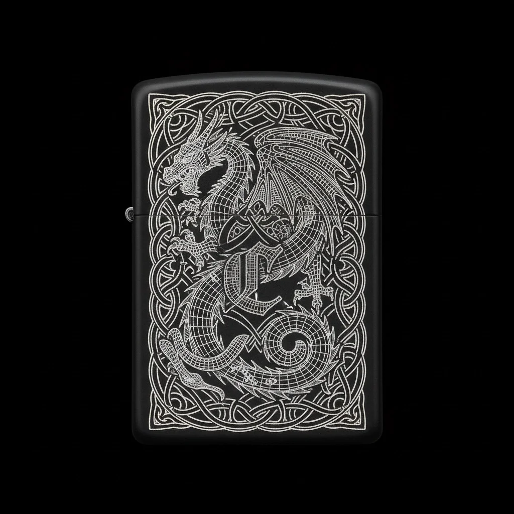 Zippo Ejderha Figürlü C Harfli Tasarım - V66