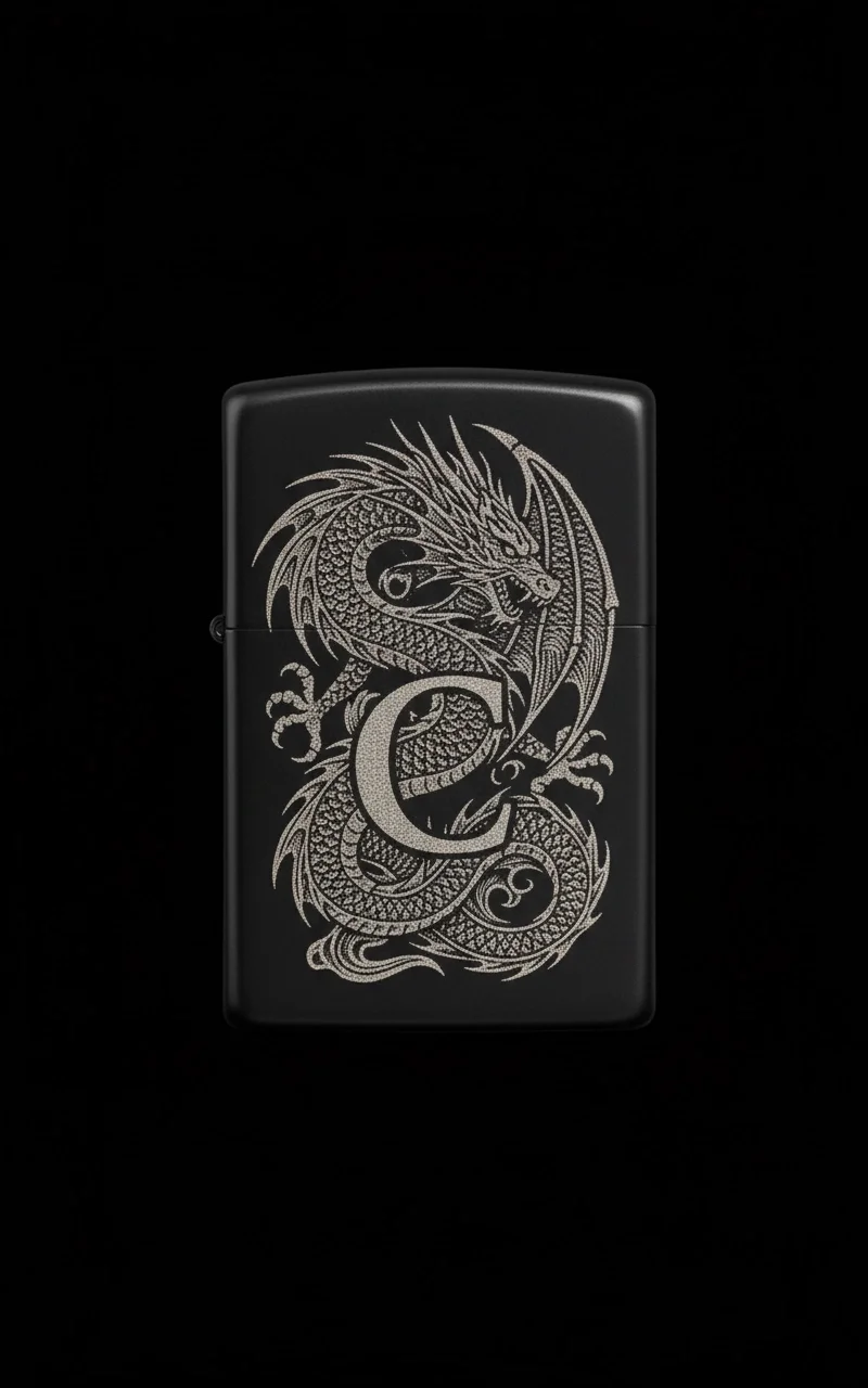 Zippo Ejderha Figürlü C Harfli Tasarım - V68
