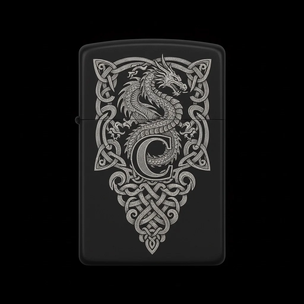 Zippo Ejderha Figürlü C Harfli Tasarım - V69
