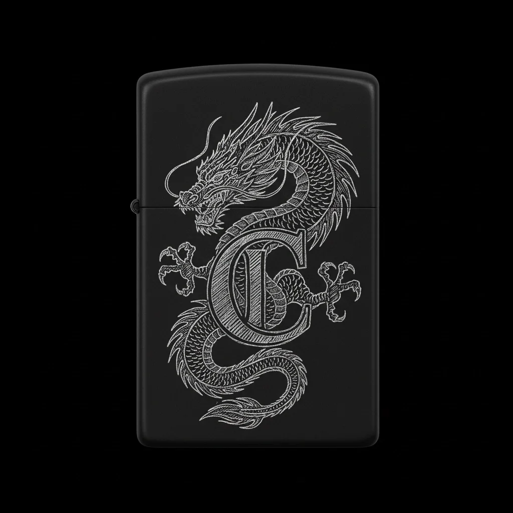 Zippo Ejderha Figürlü C Harfli Tasarım - V71