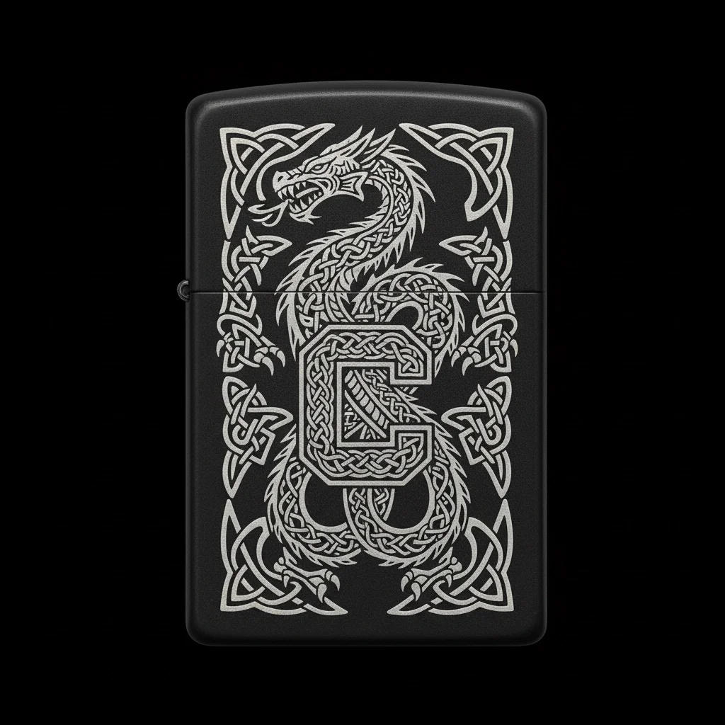 Zippo Ejderha Figürlü C Harfli Tasarım - V72