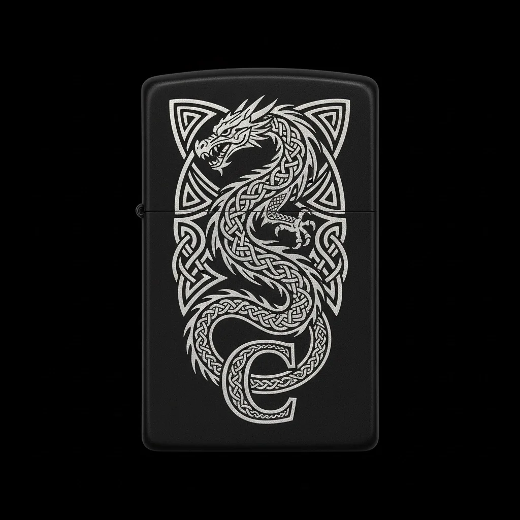 Zippo Ejderha Figürlü C Harfli Tasarım - V78