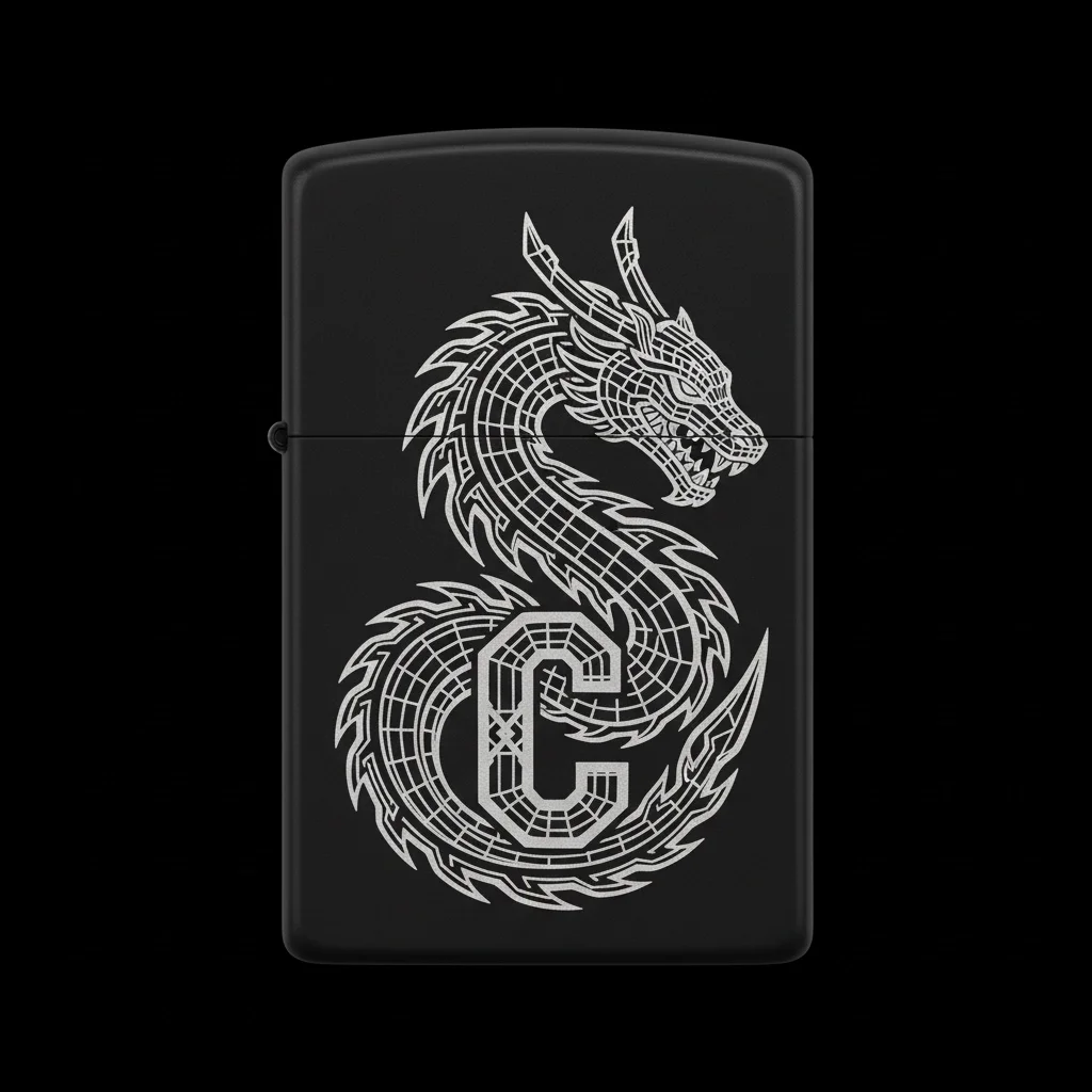 Zippo Ejderha Figürlü C Harfli Tasarım - V79