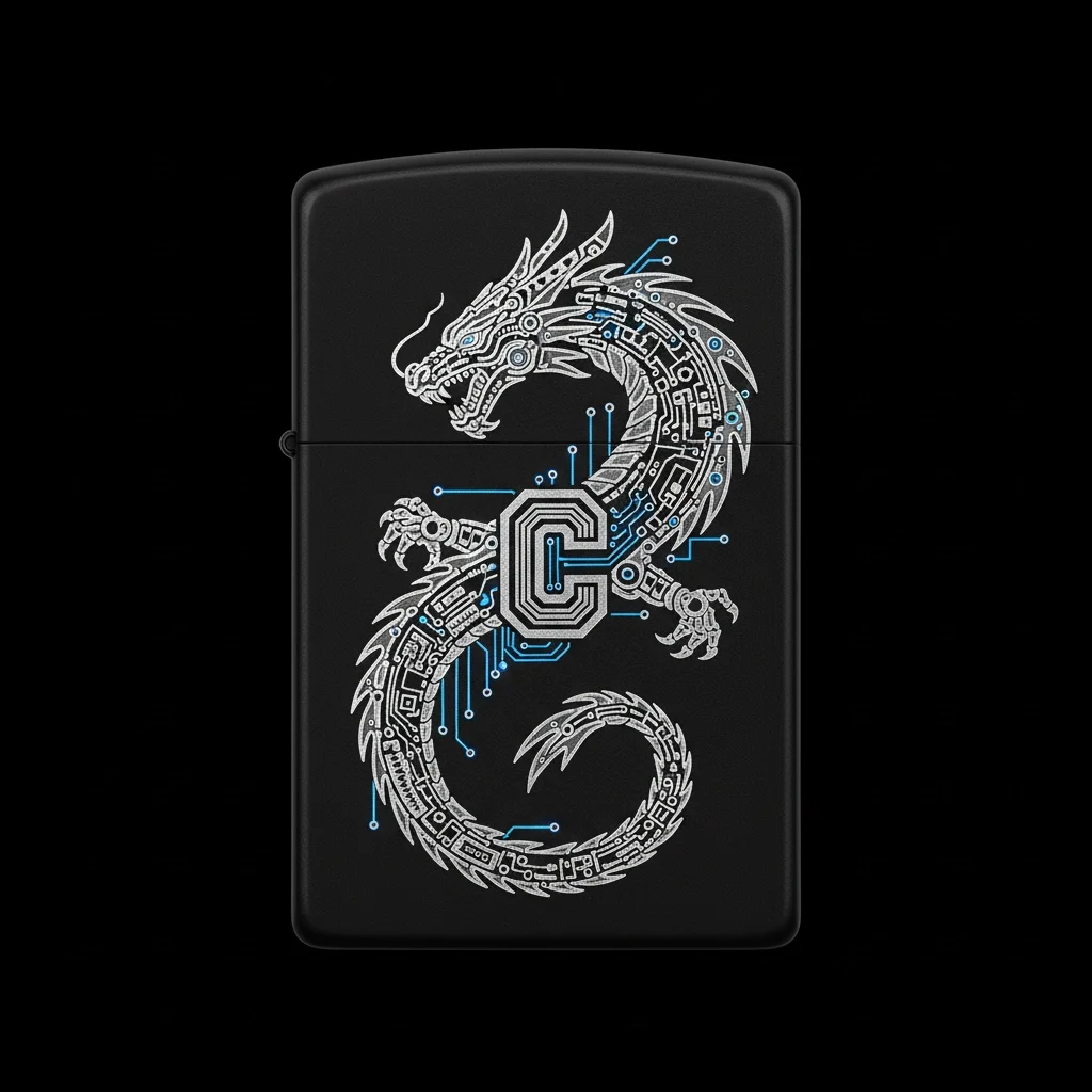 Zippo Ejderha Figürlü C Harfli Tasarım - V8