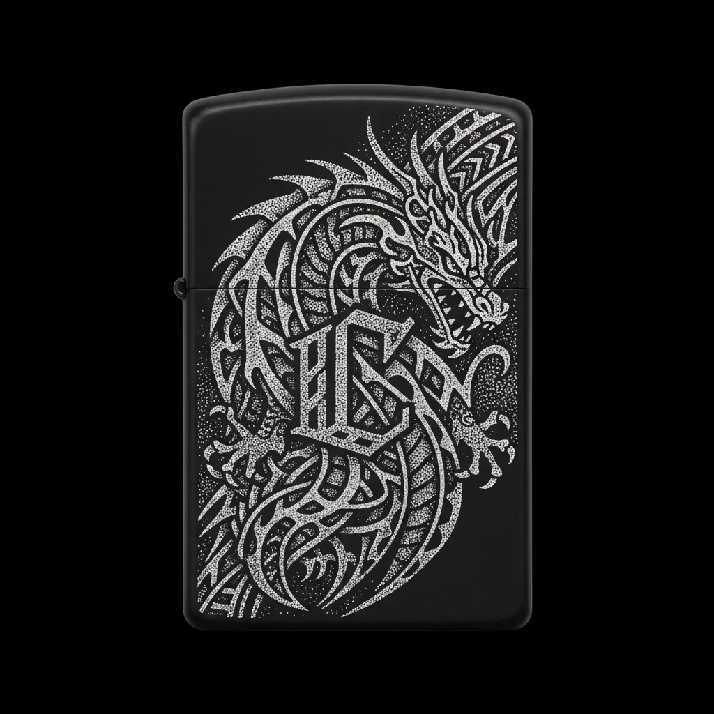 Zippo Ejderha Figürlü C Harfli Tasarım - V84