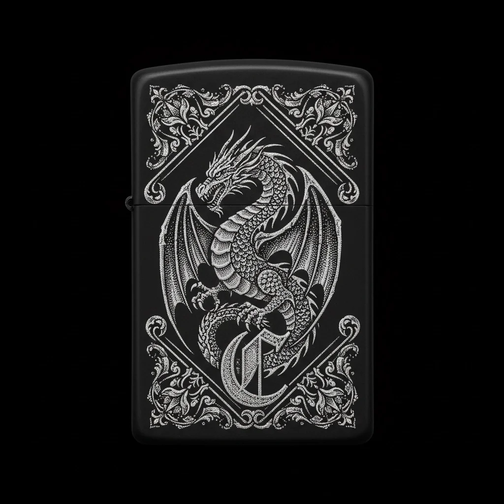 Zippo Ejderha Figürlü C Harfli Tasarım - V85
