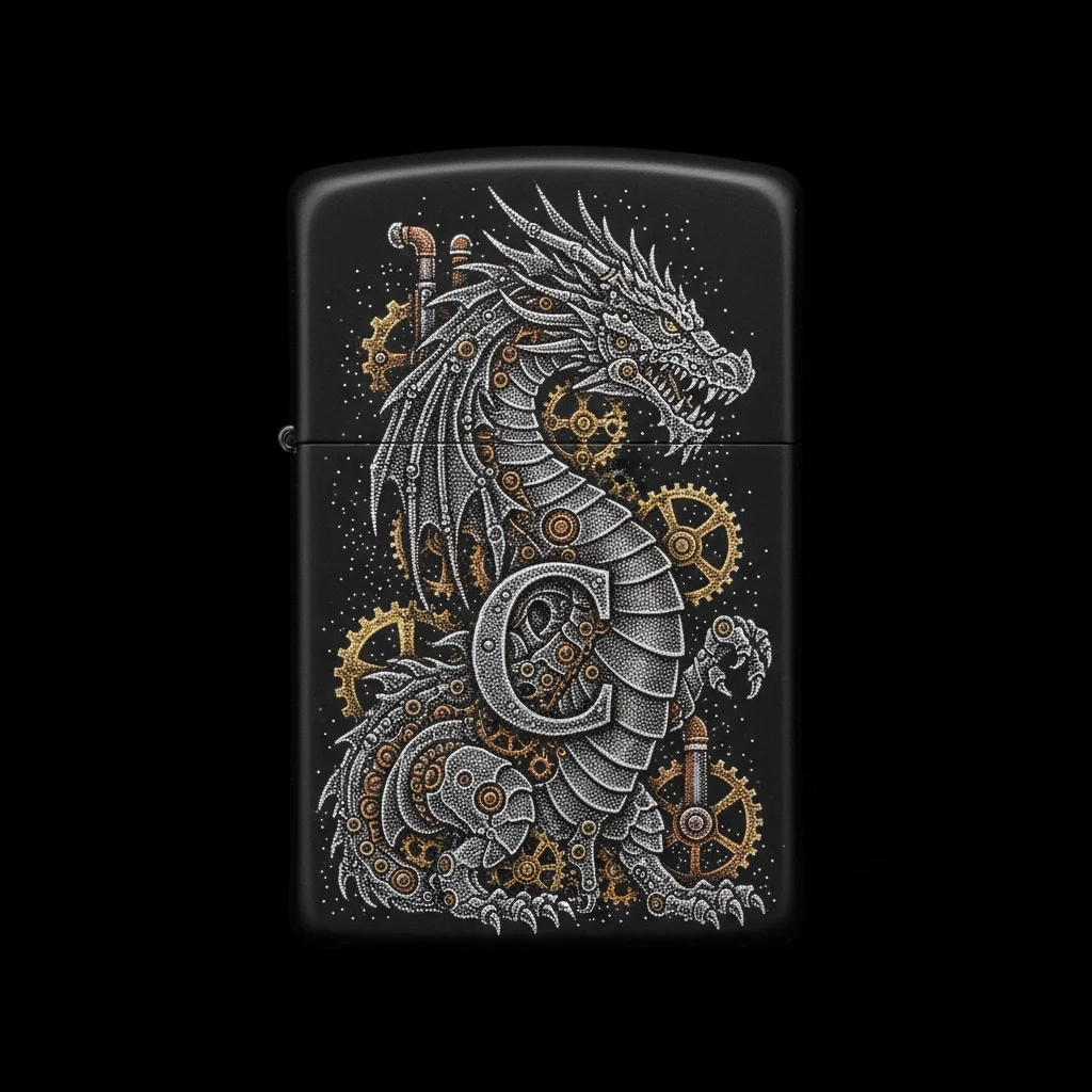 Zippo Ejderha Figürlü C Harfli Tasarım - V86