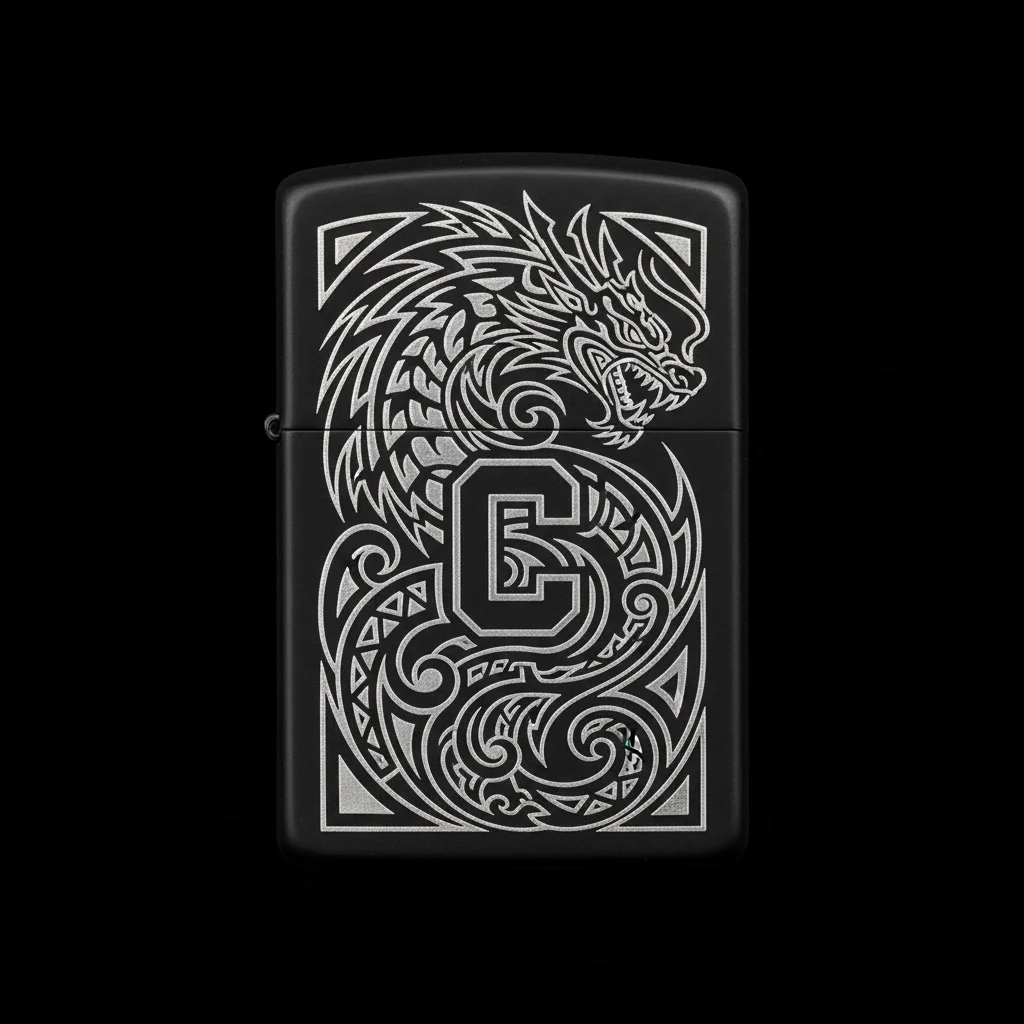 Zippo Ejderha Figürlü C Harfli Tasarım - V89