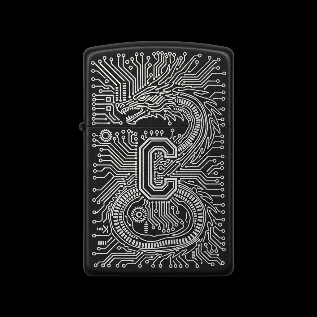 Zippo Ejderha Figürlü C Harfli Tasarım - V9