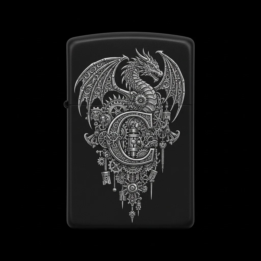 Zippo Ejderha Figürlü C Harfli Tasarım - V93