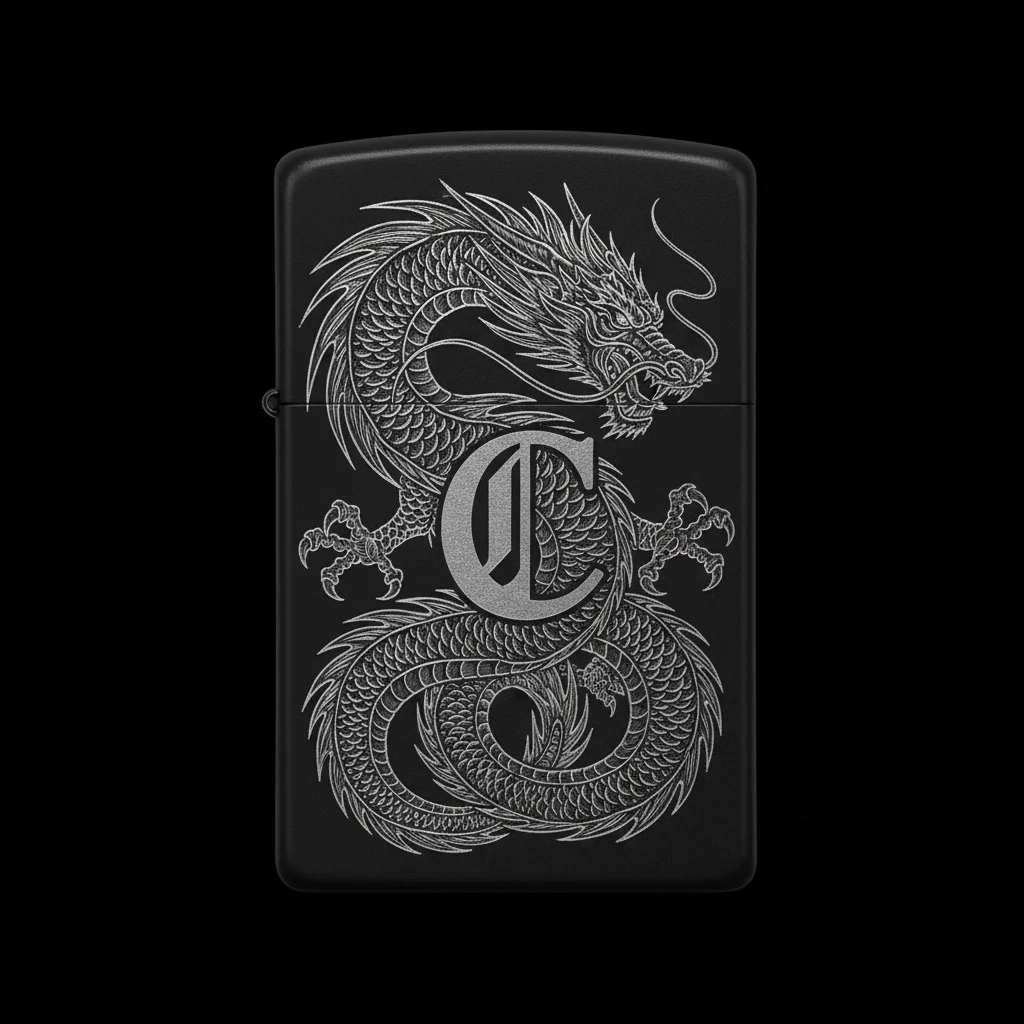Zippo Ejderha Figürlü C Harfli Tasarım - V95