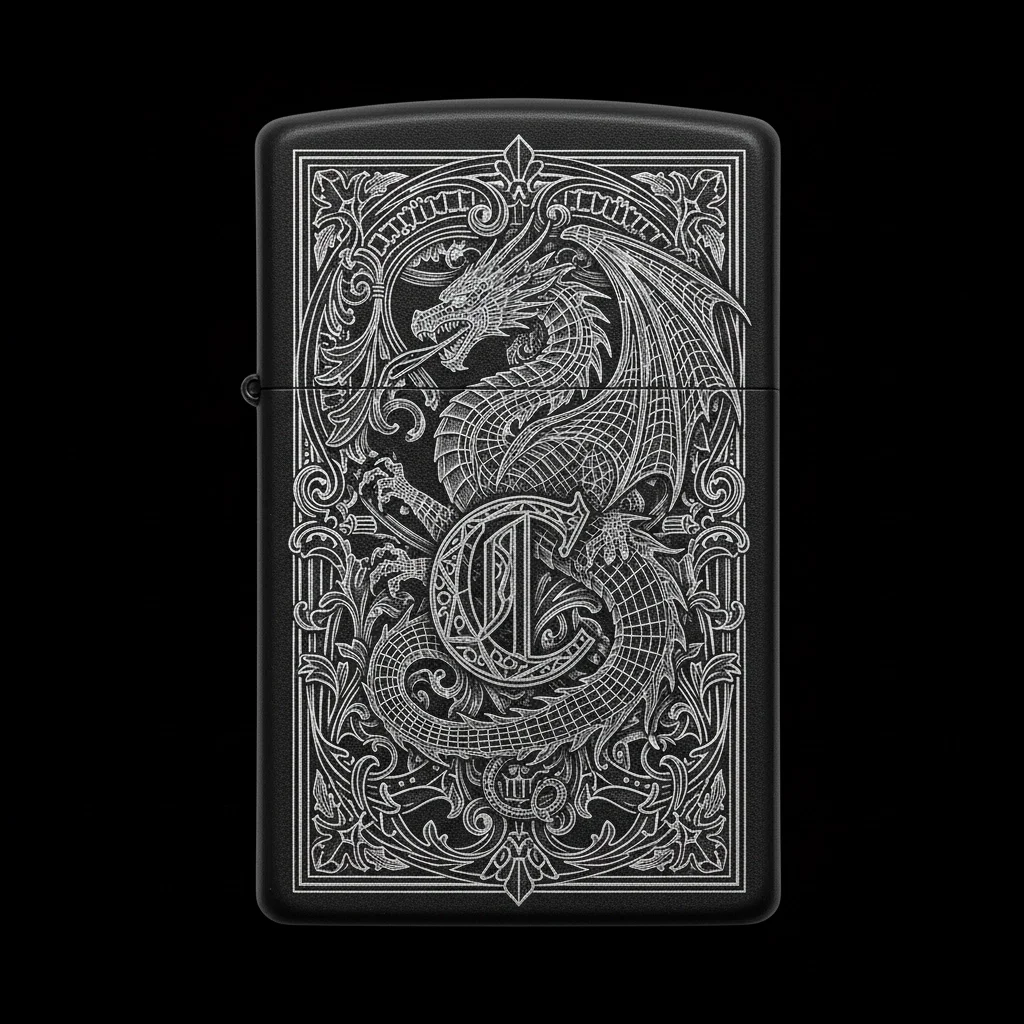 Zippo Ejderha Figürlü C Harfli Tasarım - V97