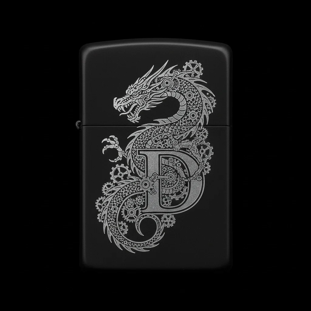Zippo Ejderha Figürlü D Harfli Tasarım - V11