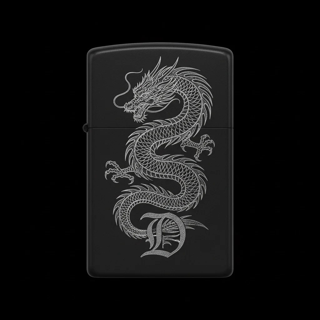 Zippo Ejderha Figürlü D Harfli Tasarım - V12