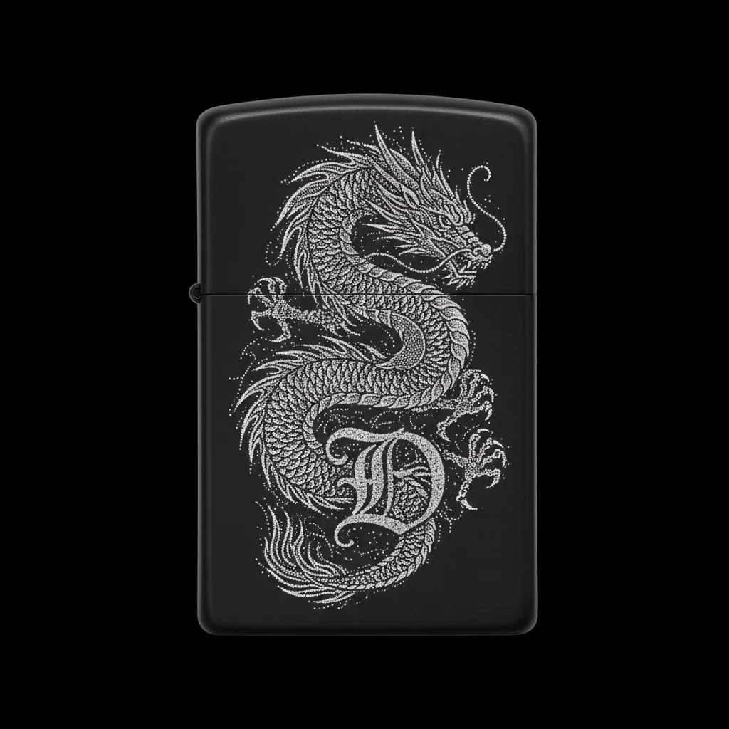 Zippo Ejderha Figürlü D Harfli Tasarım - V13