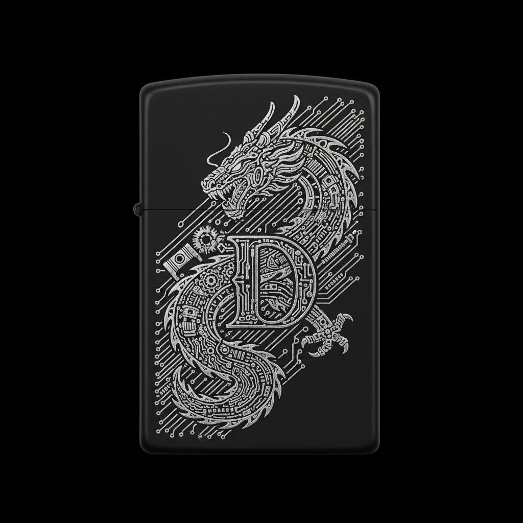 Zippo Ejderha Figürlü D Harfli Tasarım - V15