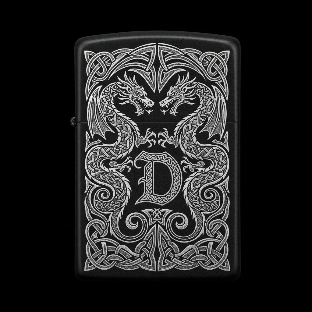 Zippo Ejderha Figürlü D Harfli Tasarım - V16