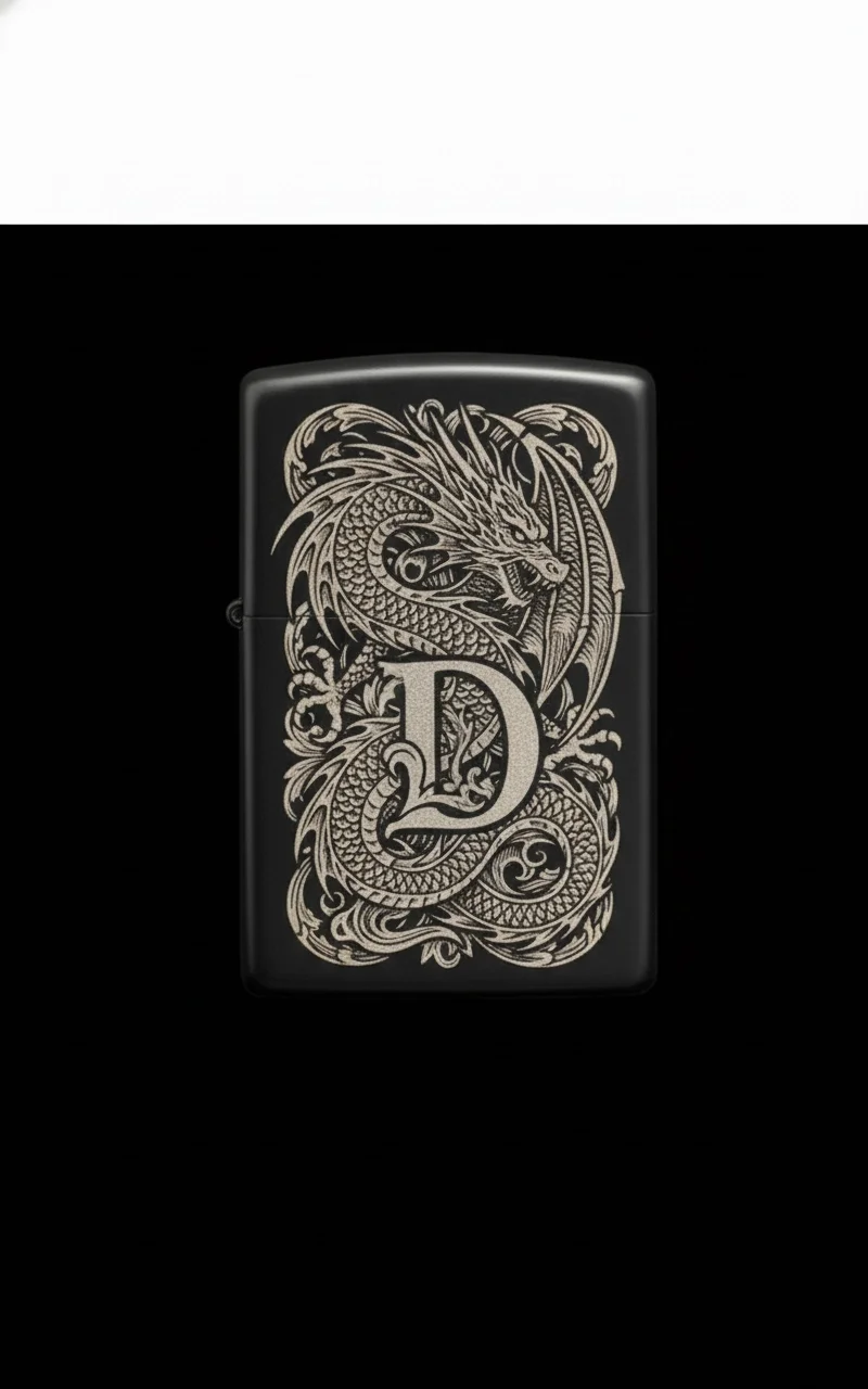 Zippo Ejderha Figürlü D Harfli Tasarım - V17