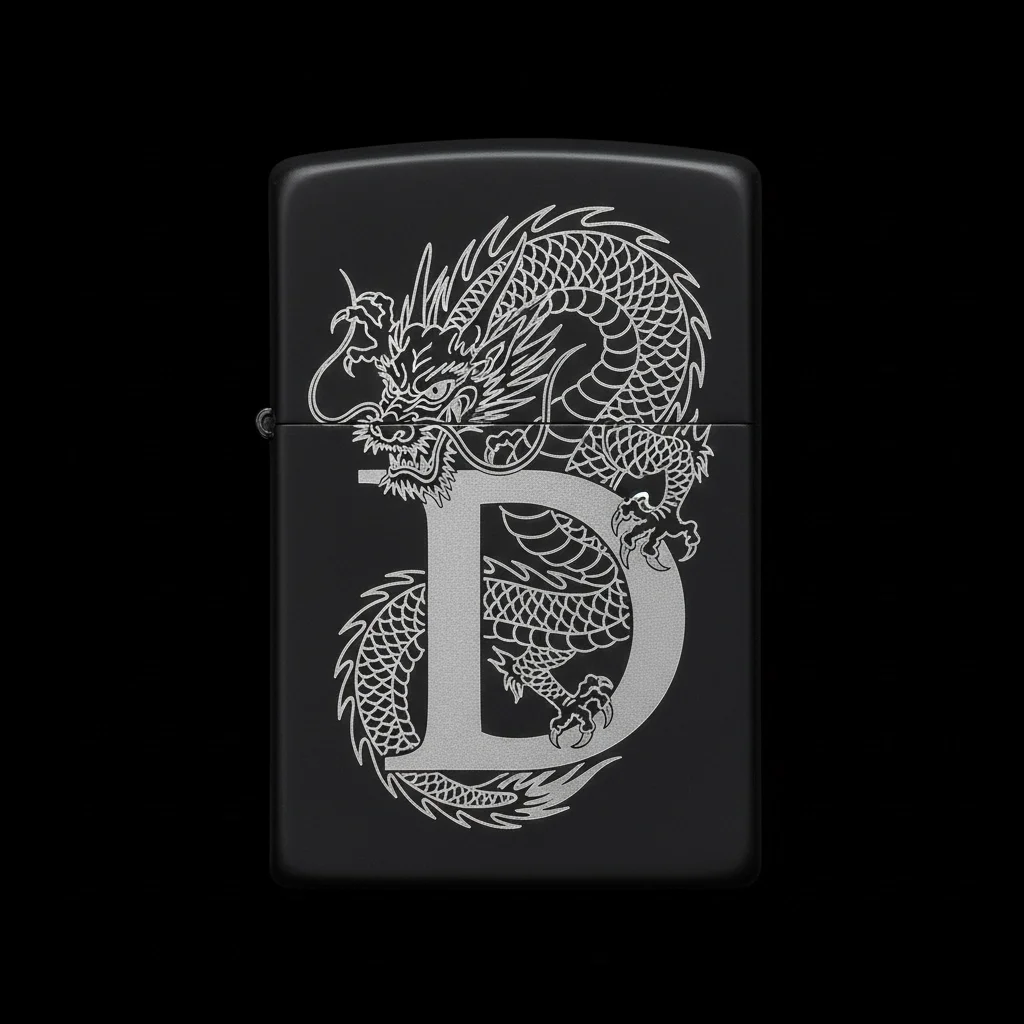 Zippo Ejderha Figürlü D Harfli Tasarım - V18