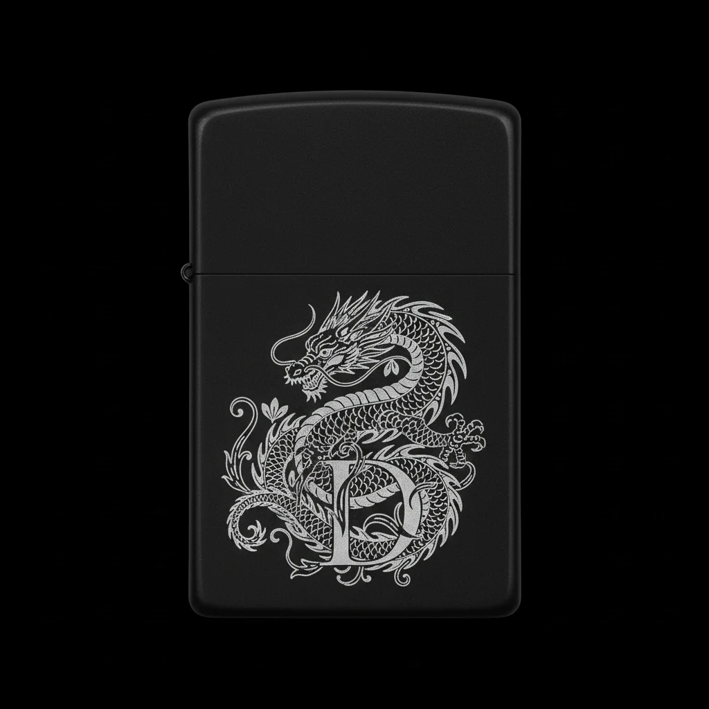 Zippo Ejderha Figürlü D Harfli Tasarım - V2