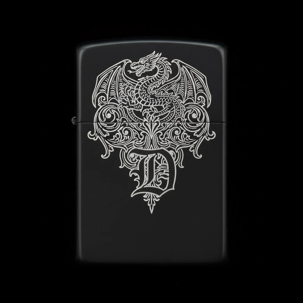Zippo Ejderha Figürlü D Harfli Tasarım - V20