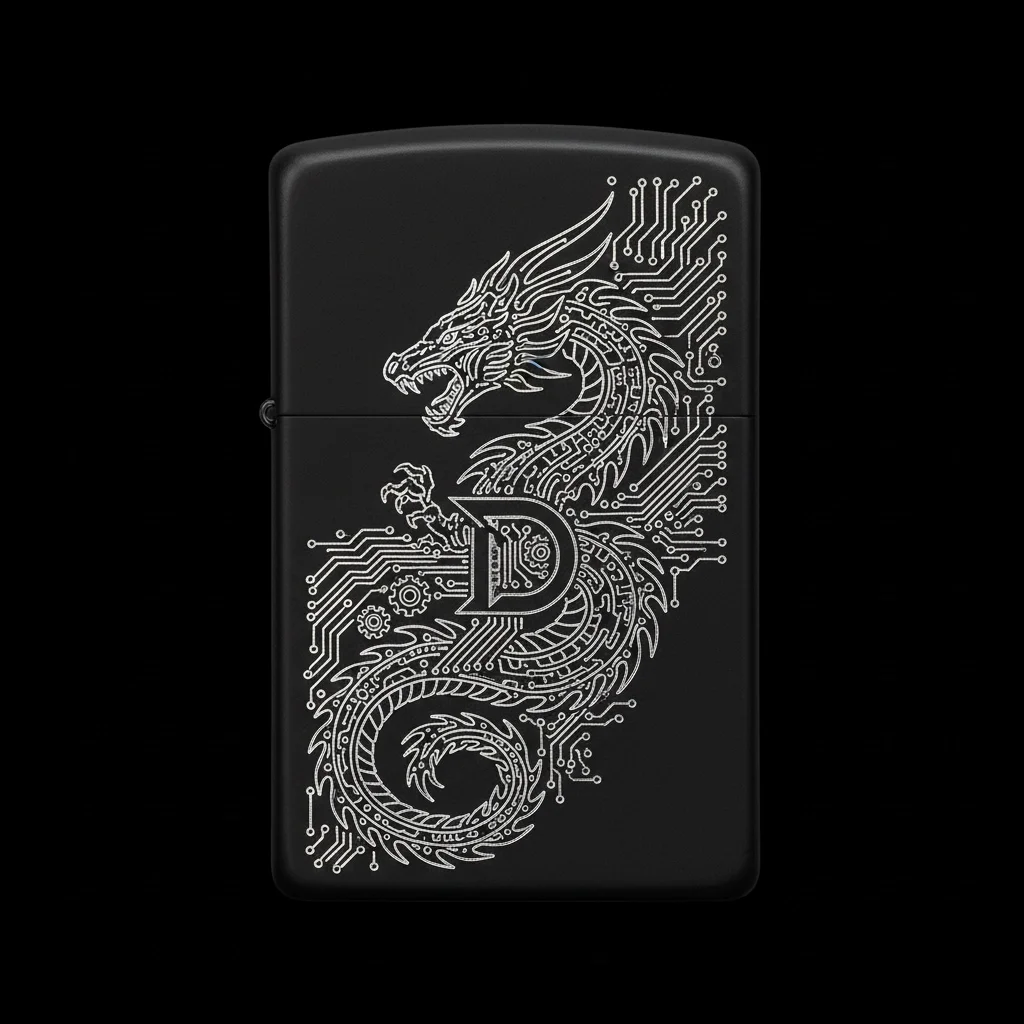 Zippo Ejderha Figürlü D Harfli Tasarım - V22