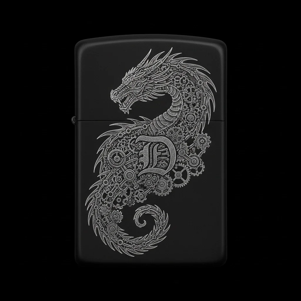 Zippo Ejderha Figürlü D Harfli Tasarım - V24