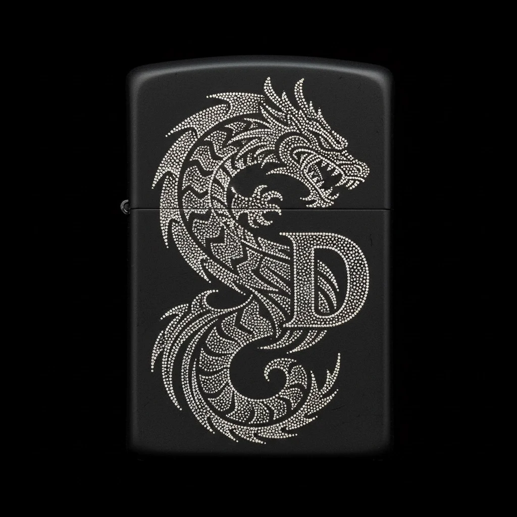 Zippo Ejderha Figürlü D Harfli Tasarım - V25