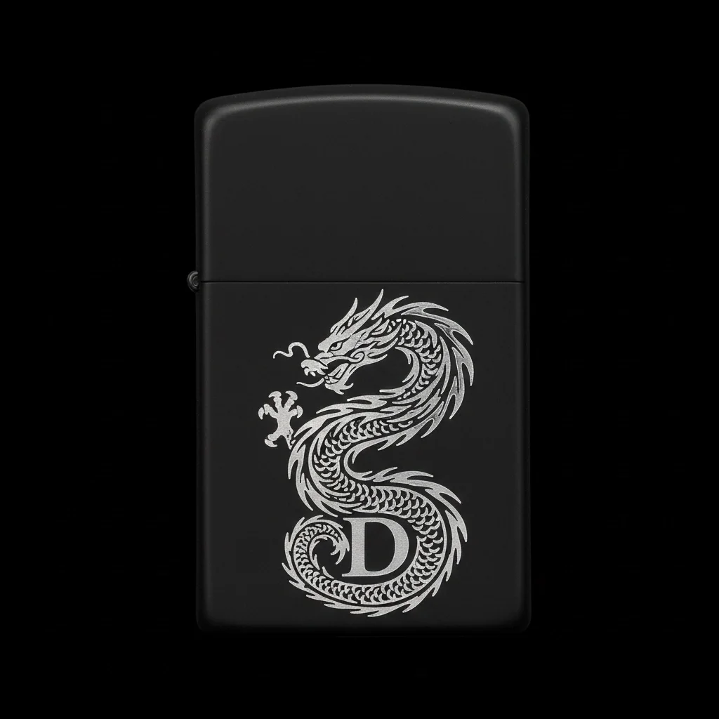 Zippo Ejderha Figürlü D Harfli Tasarım - V26