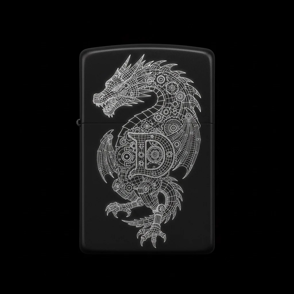 Zippo Ejderha Figürlü D Harfli Tasarım - V28