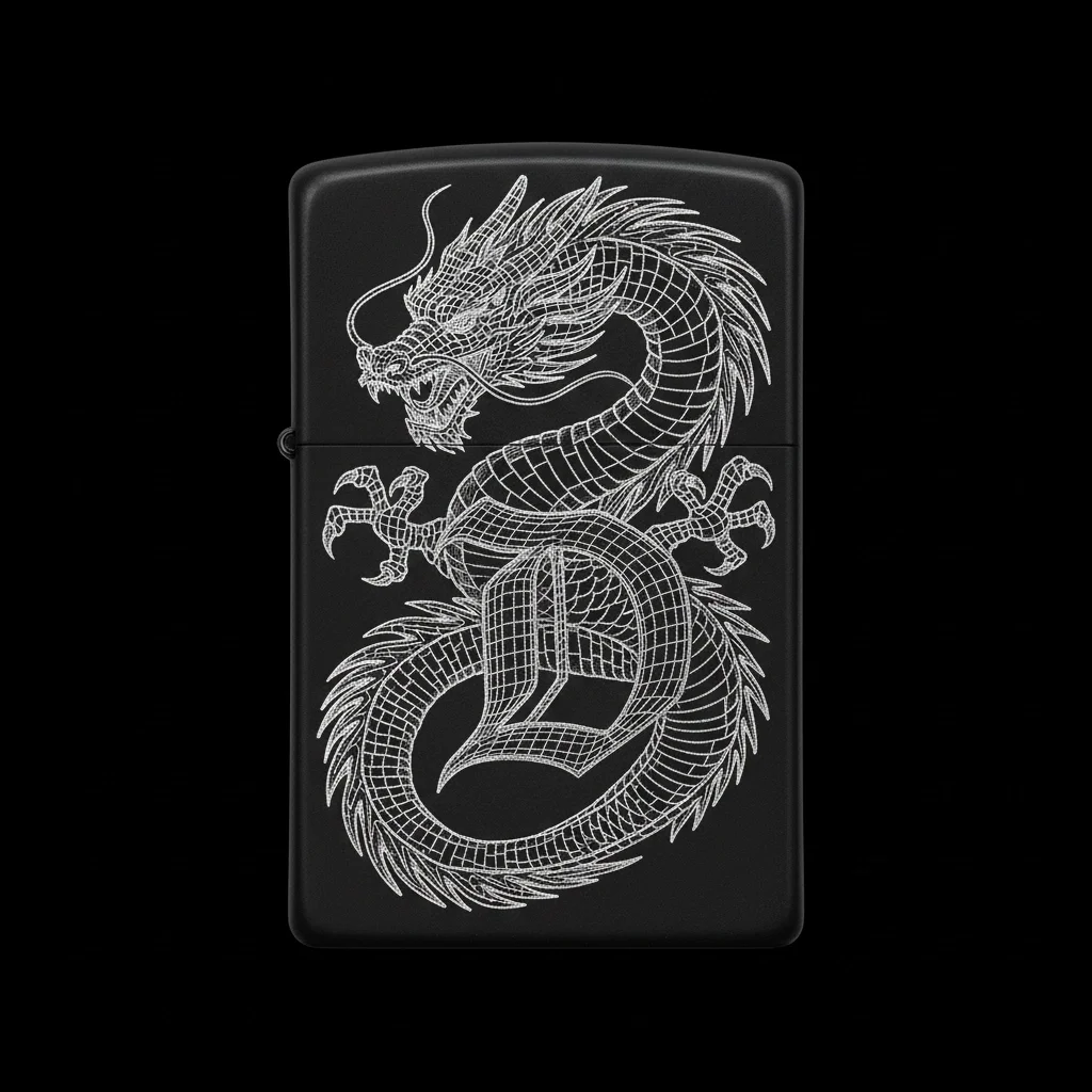 Zippo Ejderha Figürlü D Harfli Tasarım - V29