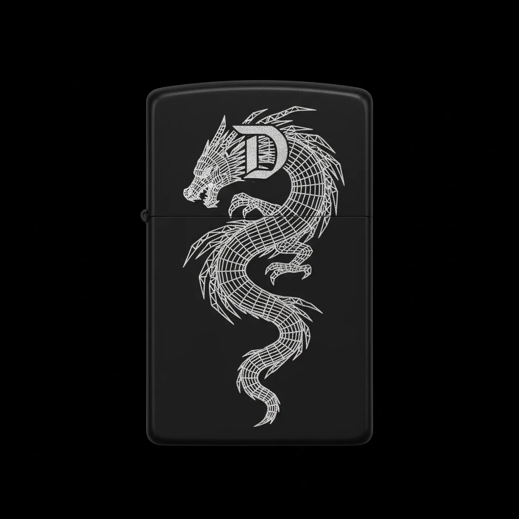 Zippo Ejderha Figürlü D Harfli Tasarım - V30